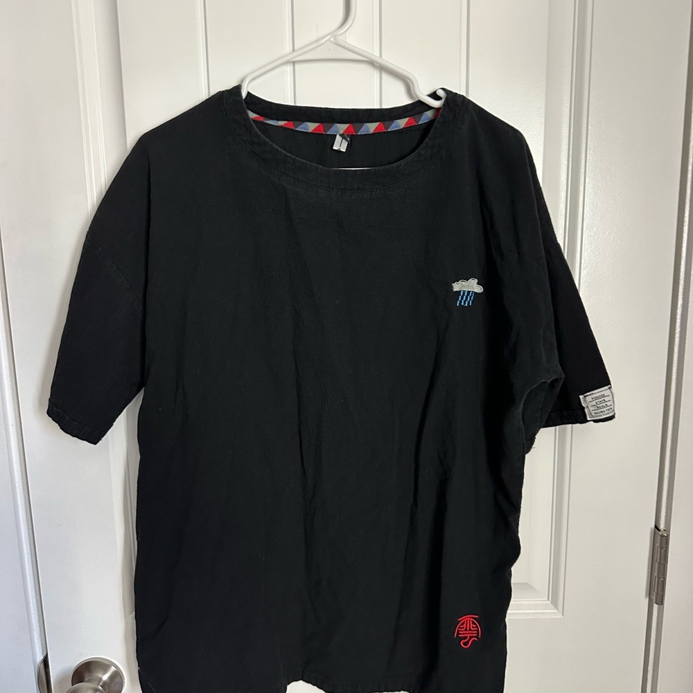Black Embroidered Oversized Tee (Tagged 3XL, Fits Like L)